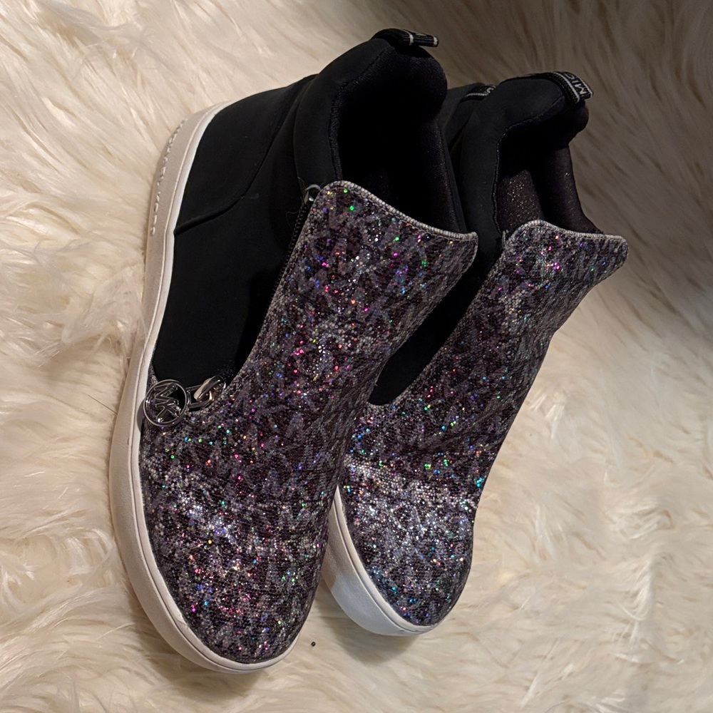 Michael Kors Kids Shoes in Black and Silver Glitter